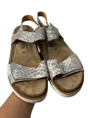 Mephisto Mobils Thelma Nickel Comfort Boa Silver Sandals US 7 EU 37